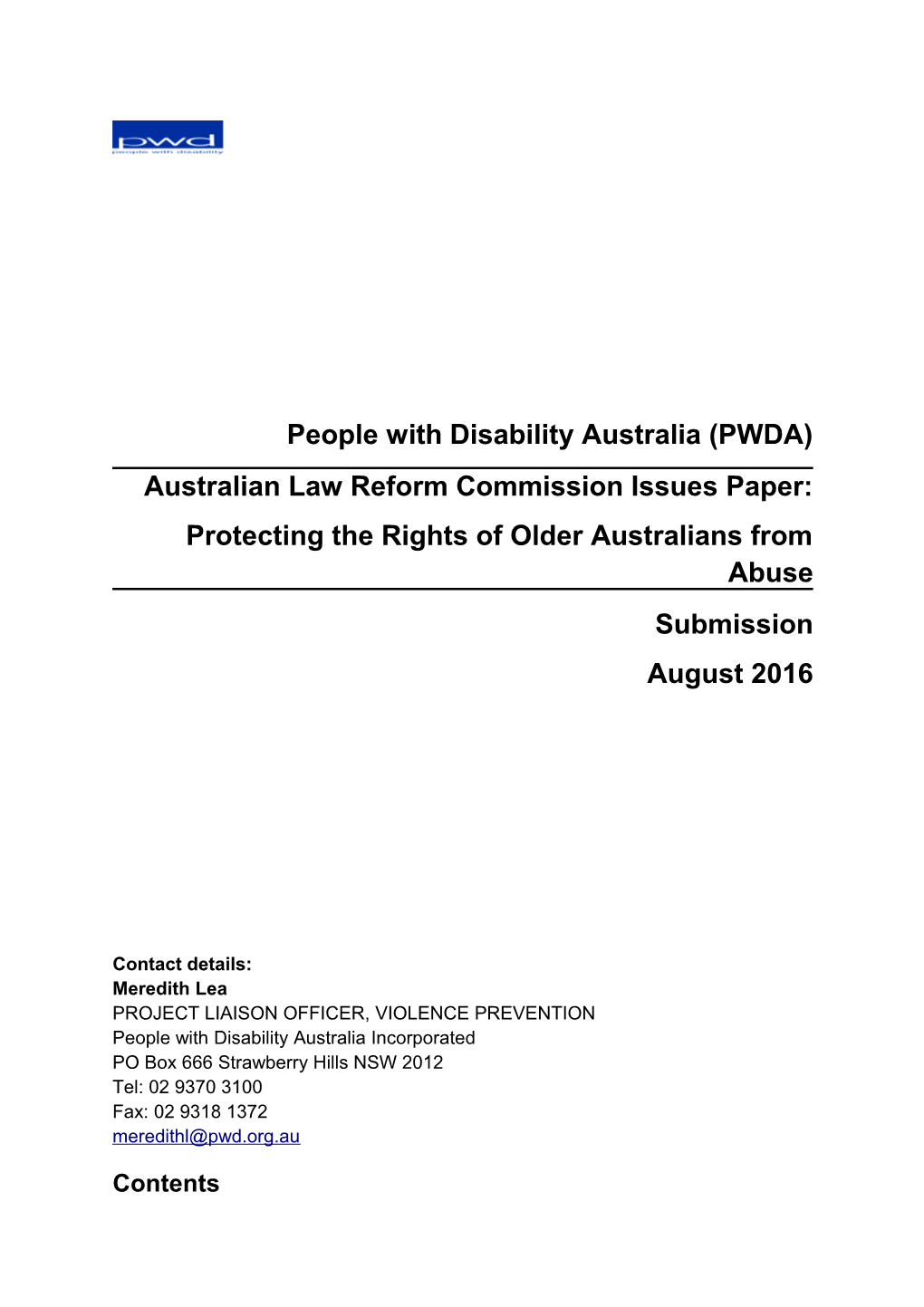 People with Disability Australia (PWDA)