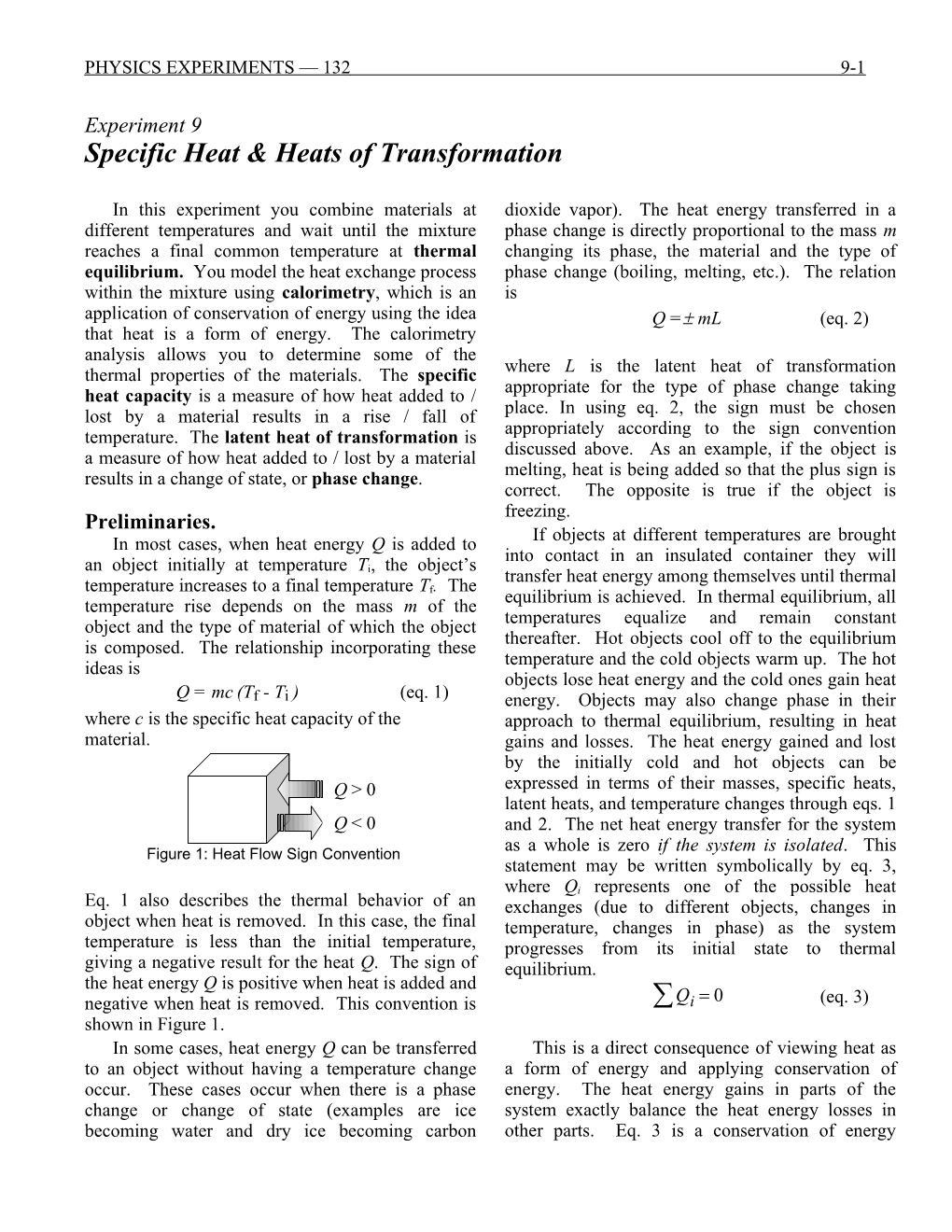 Specific Heat & Heats of Transformation