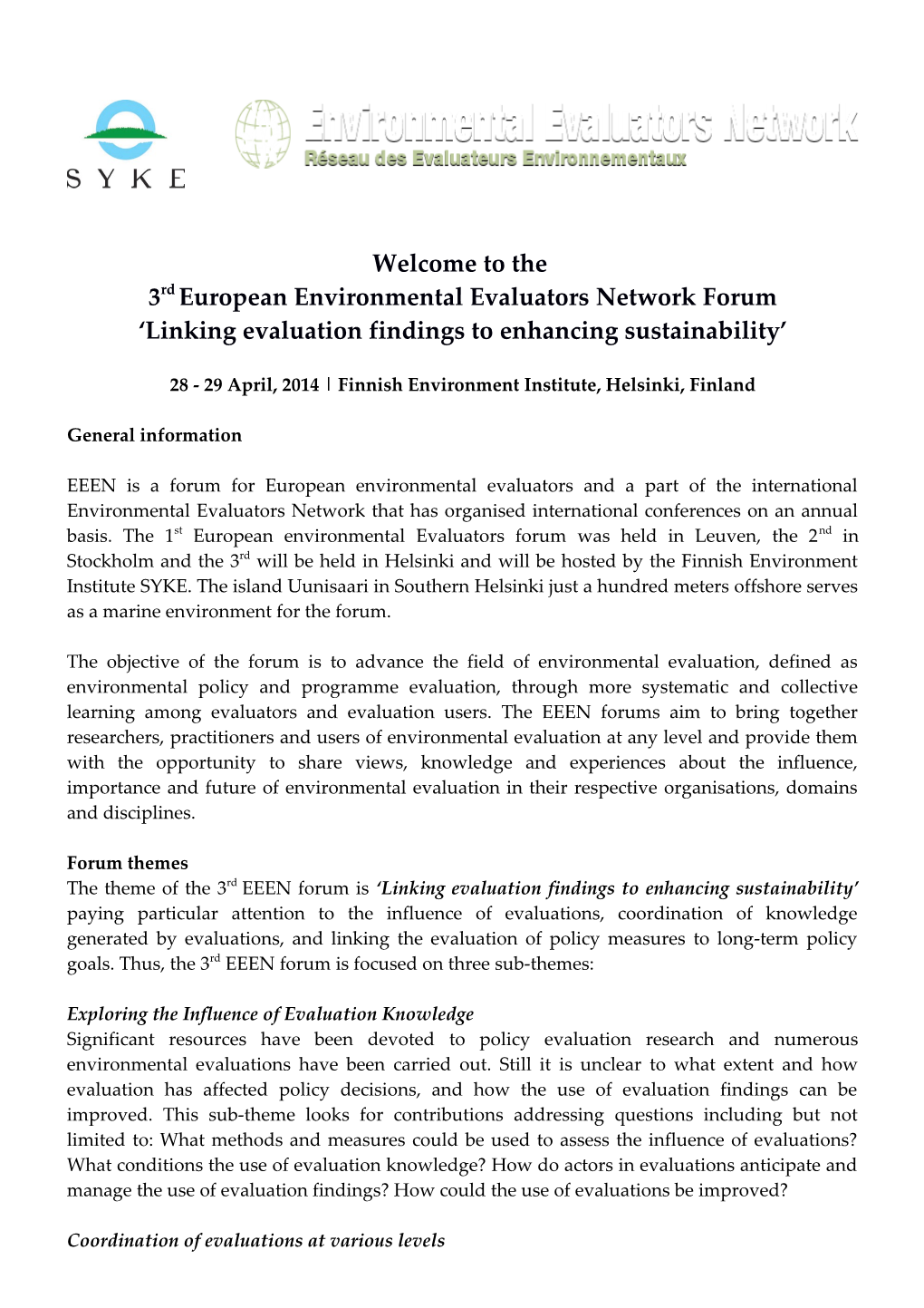 3Rdeuropean Environmental Evaluators Network Forum