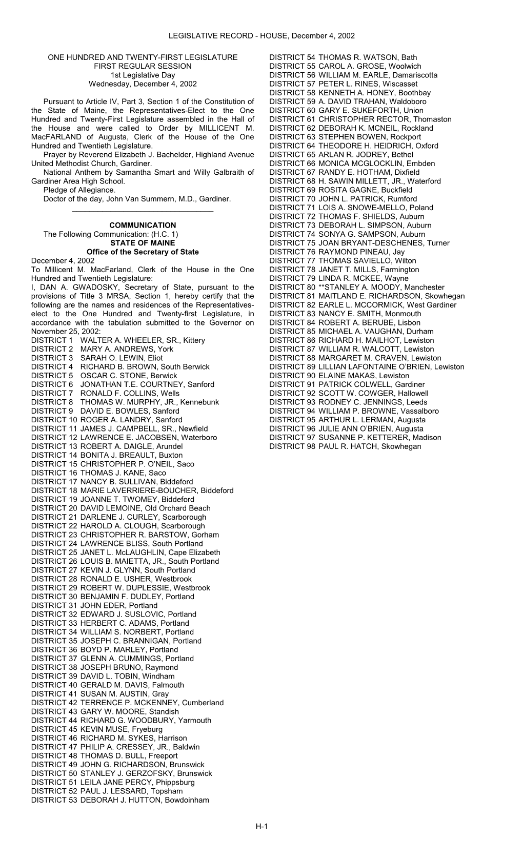 LEGISLATIVE RECORD - HOUSE, December 4, 2002