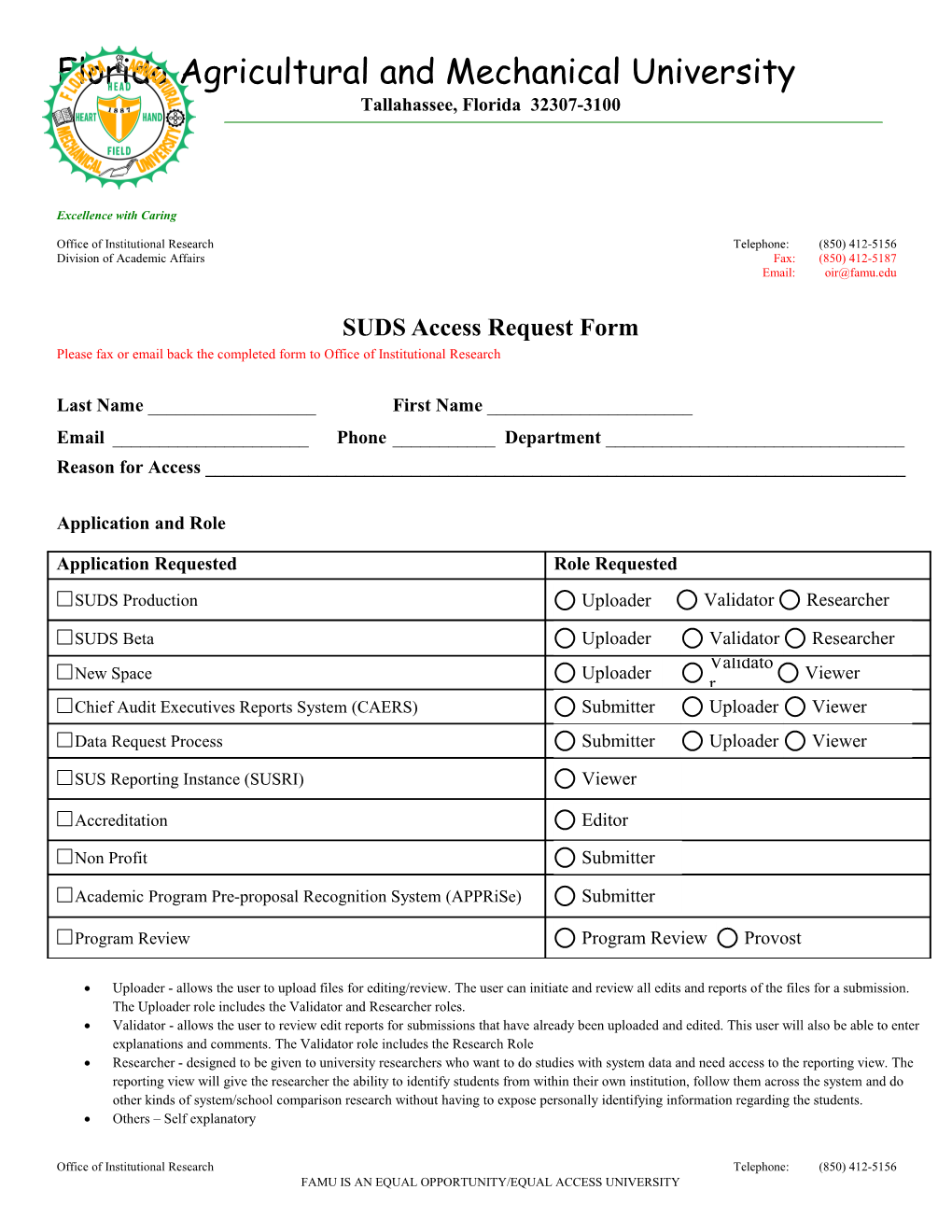 Florida Agriculture and Mechanical University Letterhead