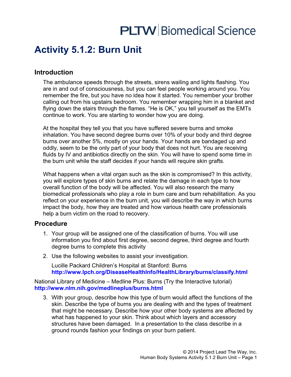 Activity 5.1.2: Burn Unit