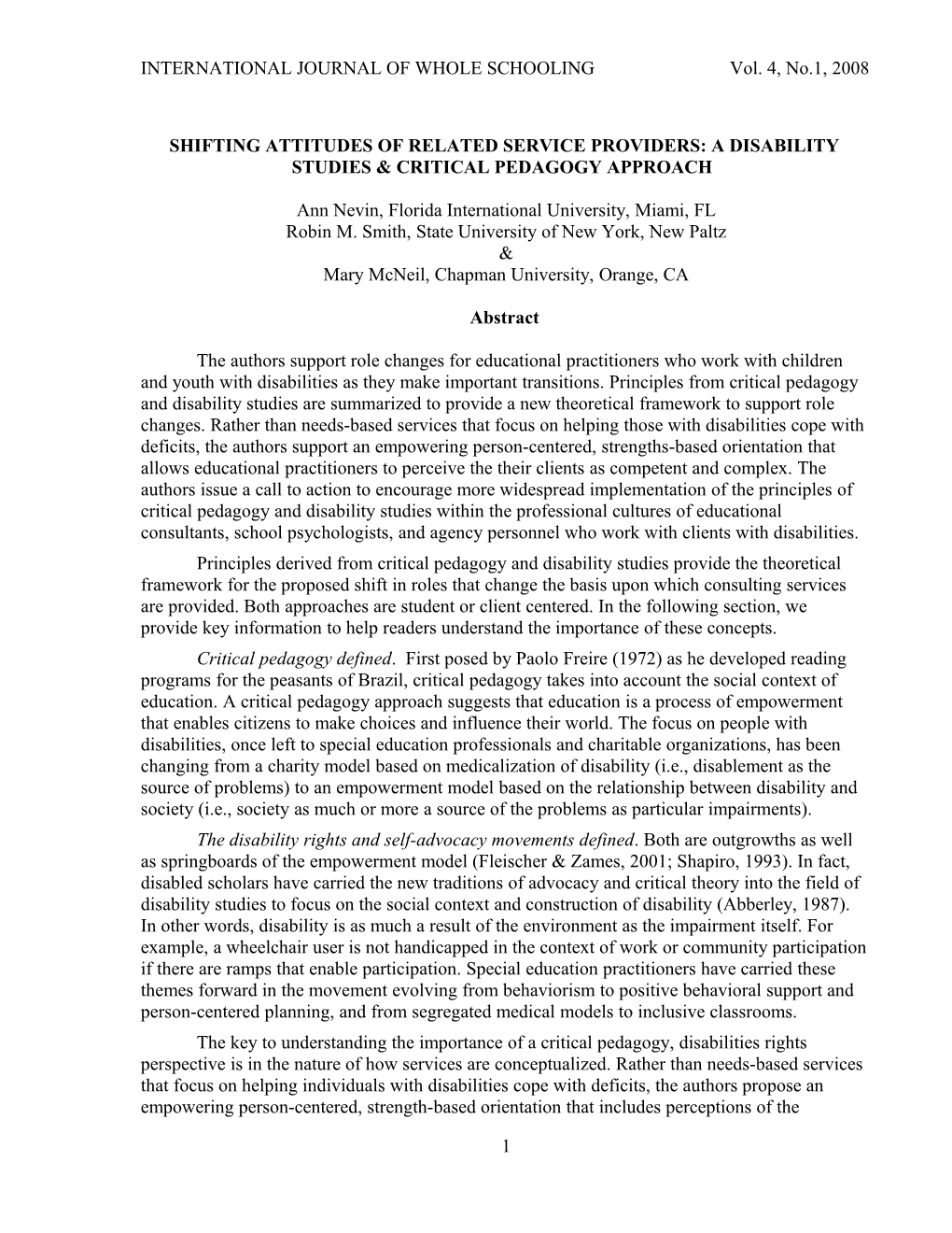 Title: Infusing Disability Studies Into Professional Practice: Perspectives and Strategies