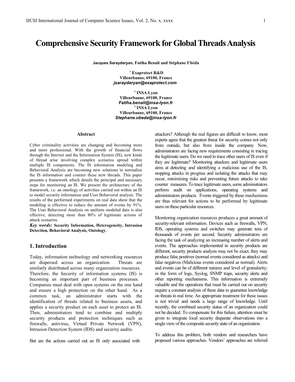 IJCSI International Journal of Computer Science Issues, Vol. 2, No. X, Xxxx