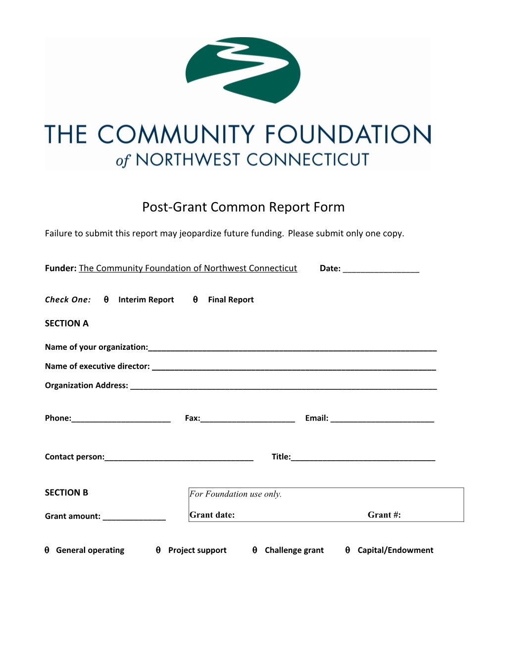 Connecticut Common Report Form