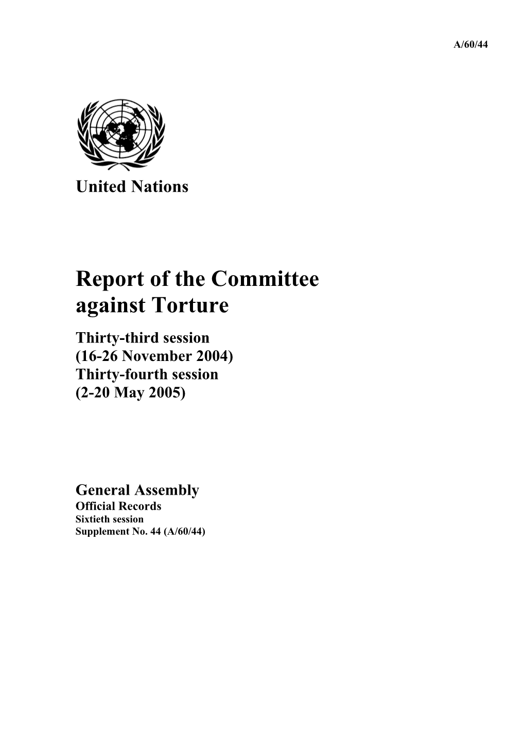 Report of the Committee Against Torture