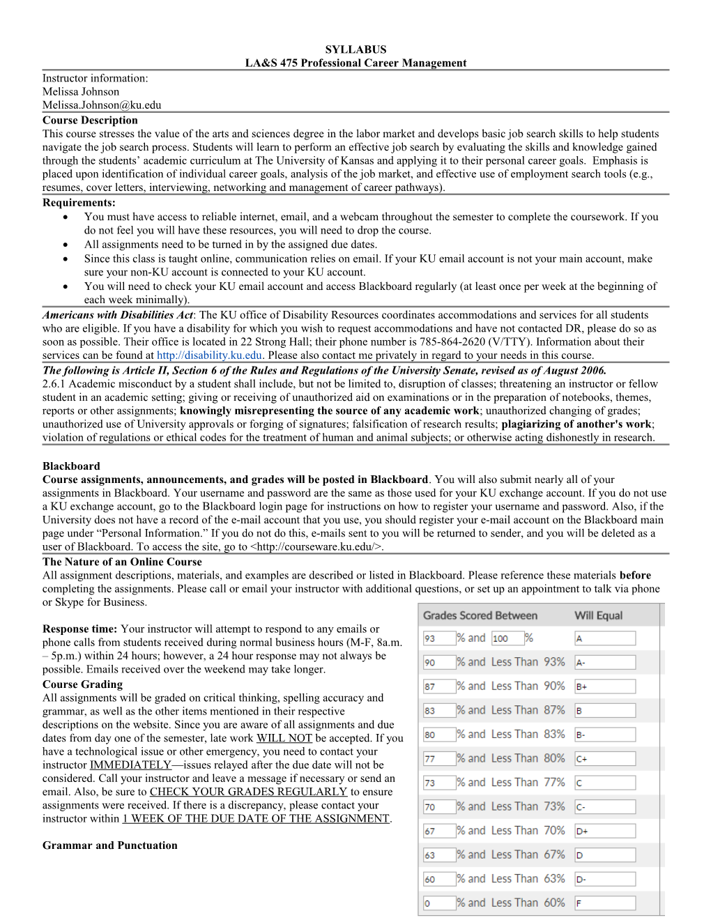 LA&S 475 Professional Career Management