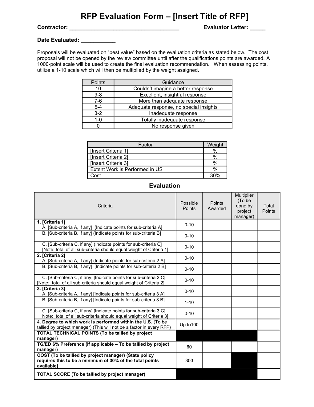 Proposal Evaluation Form