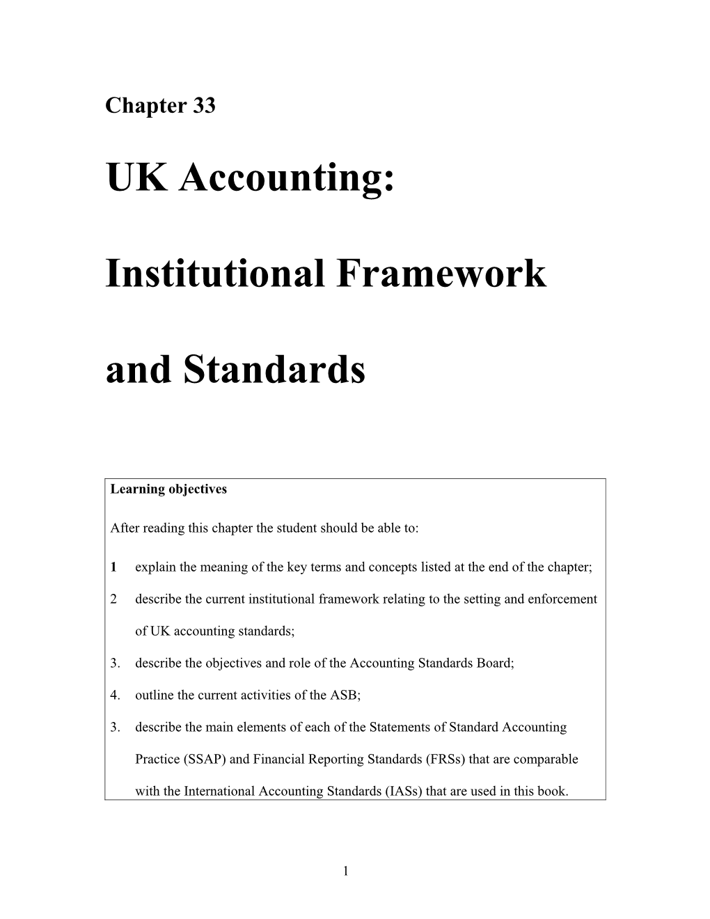 UK Accounting: Institutional Framework and Standards