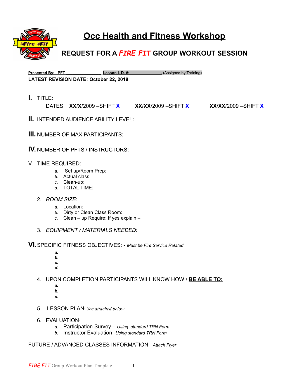 FIRE FIT Lesson Plan