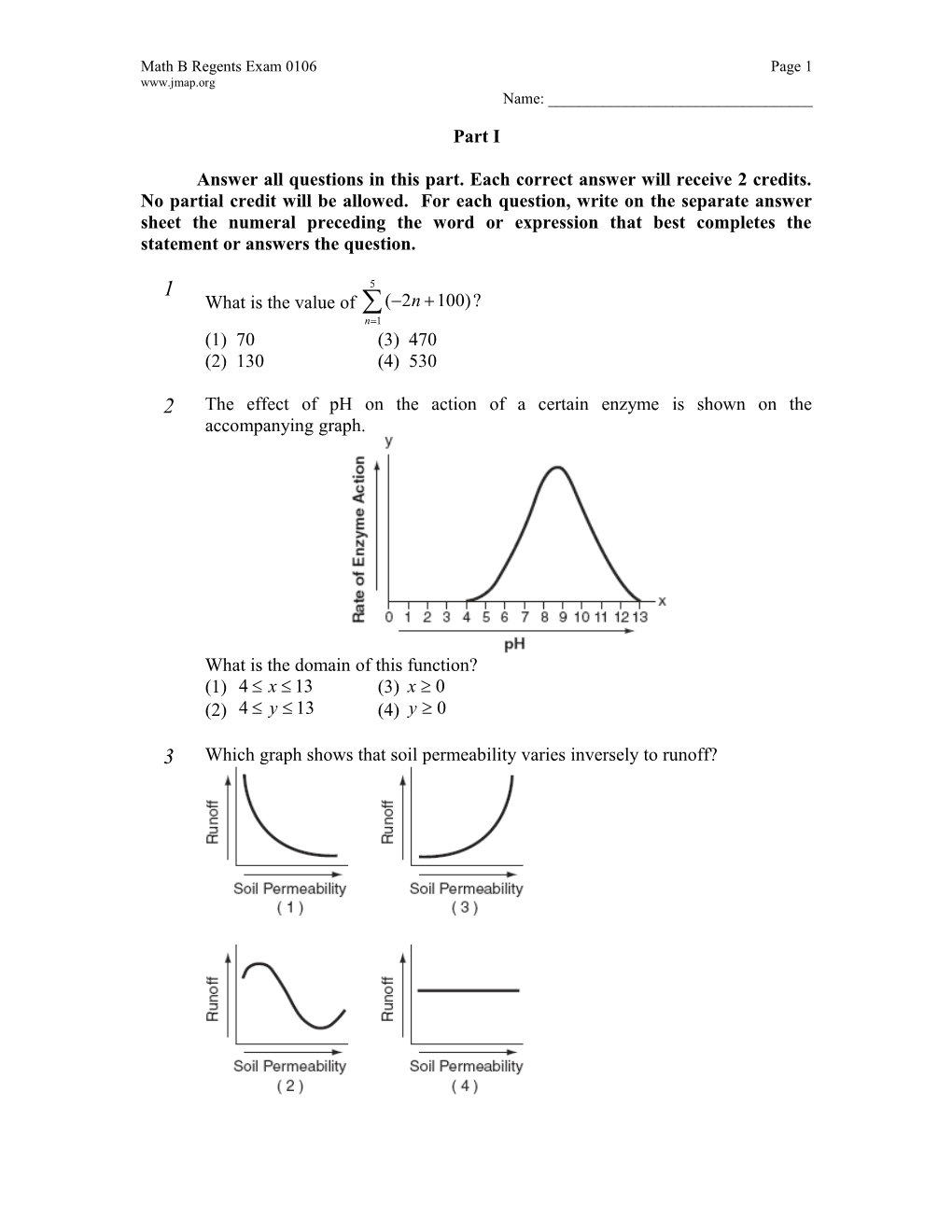 January 2006 Math B Regents Exam