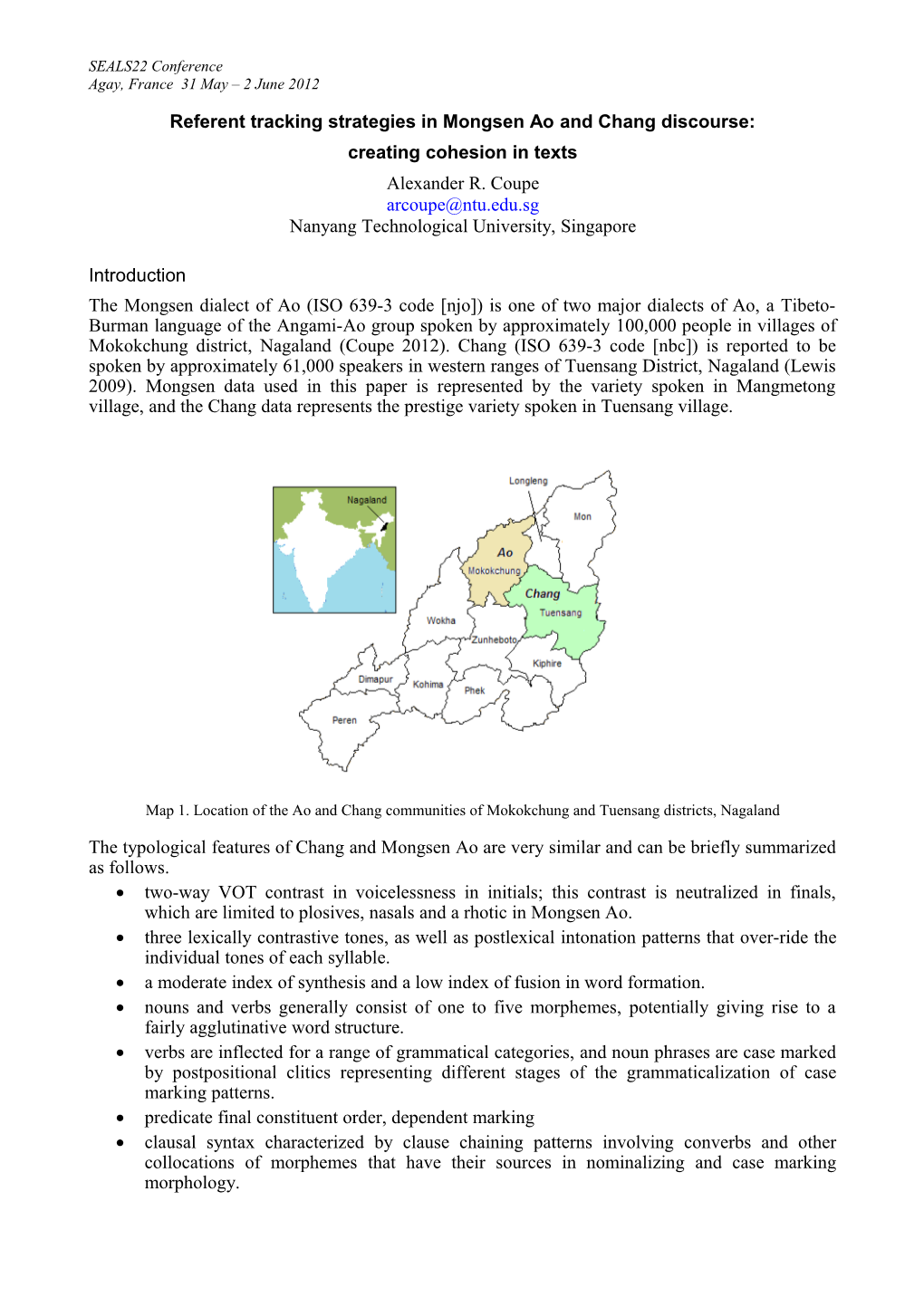 Referent Tracking Strategies in Mongsen Ao and Chang Discourse