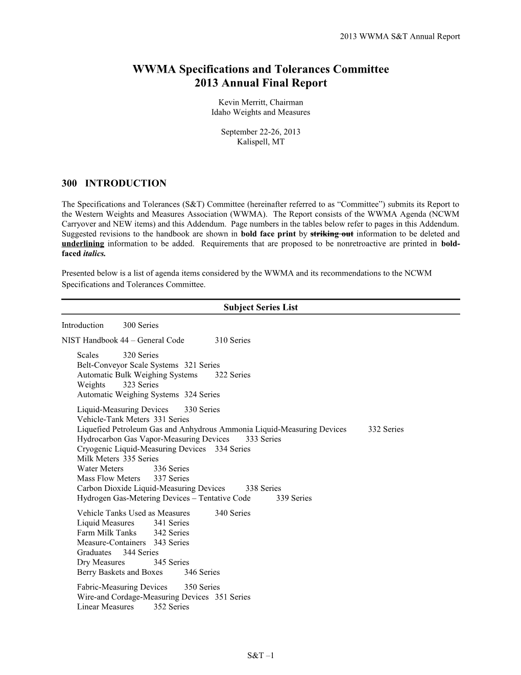 WWMA Specifications and Tolerances Committee