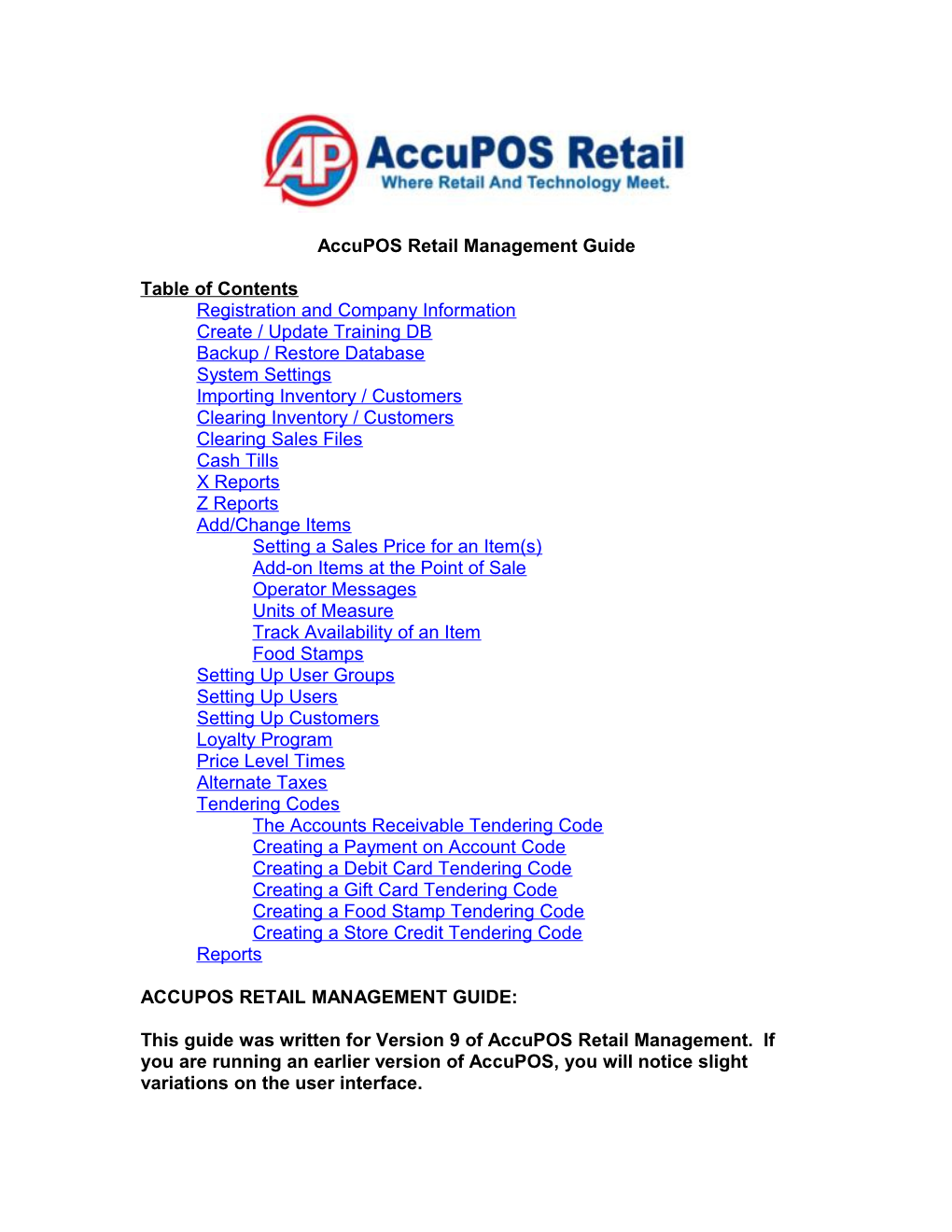 Accupos Retail Management Guide