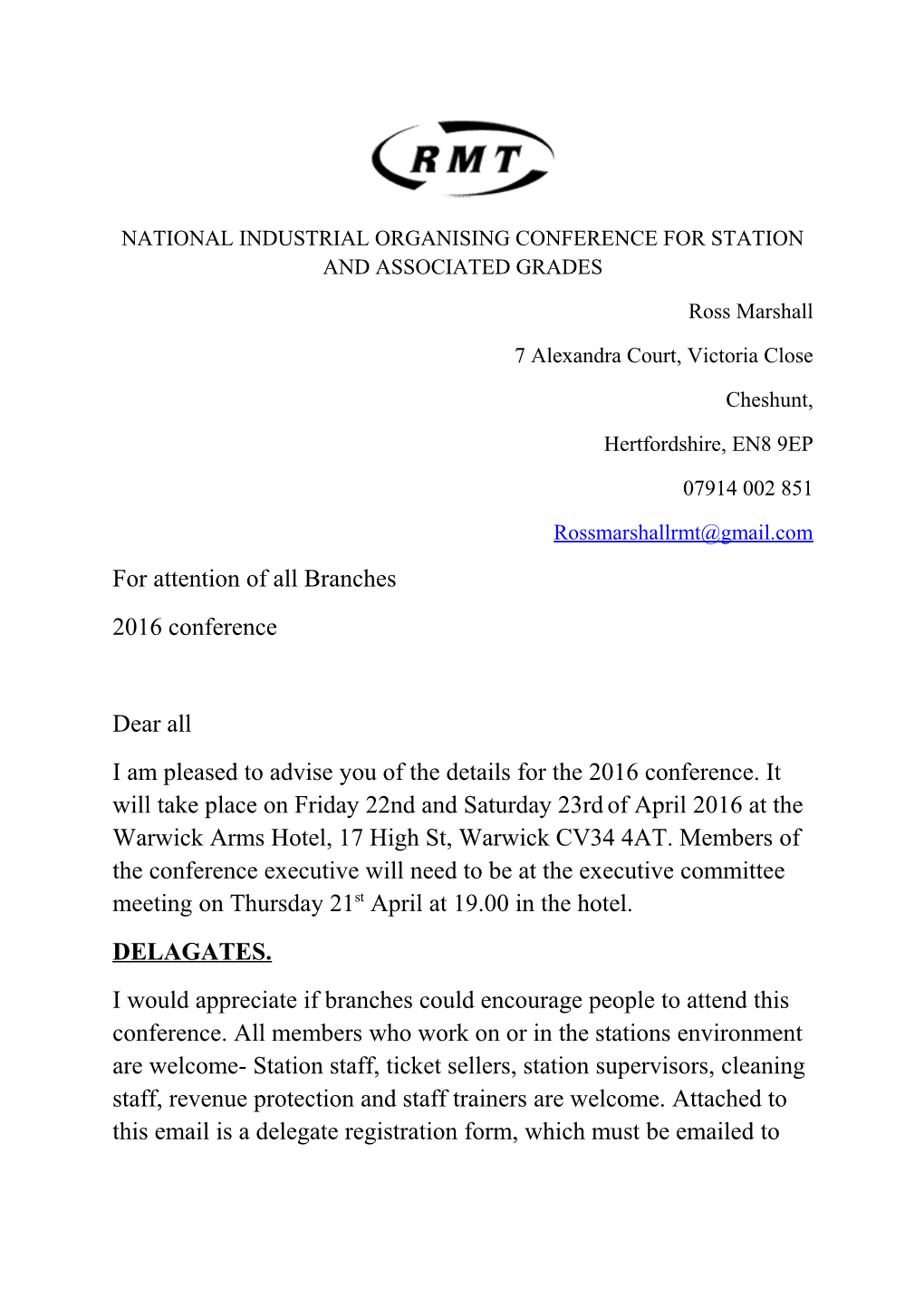 National Industrial Organising Conference for Station and Associated Grades