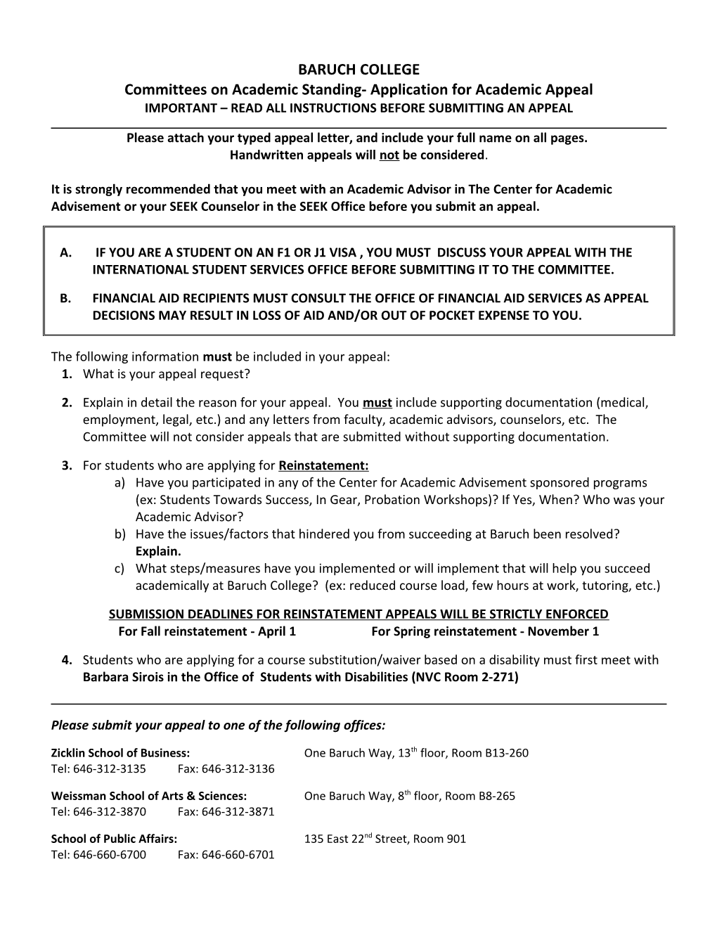 Committees on Academic Standing- Application for Academic Appeal