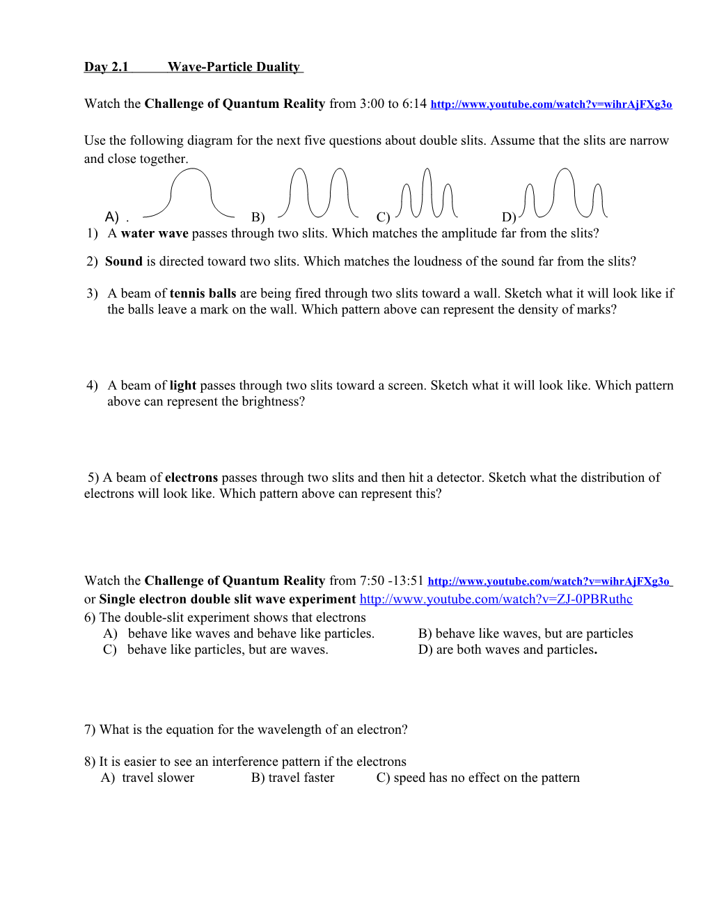 Day 2.1 Wave-Particle Duality