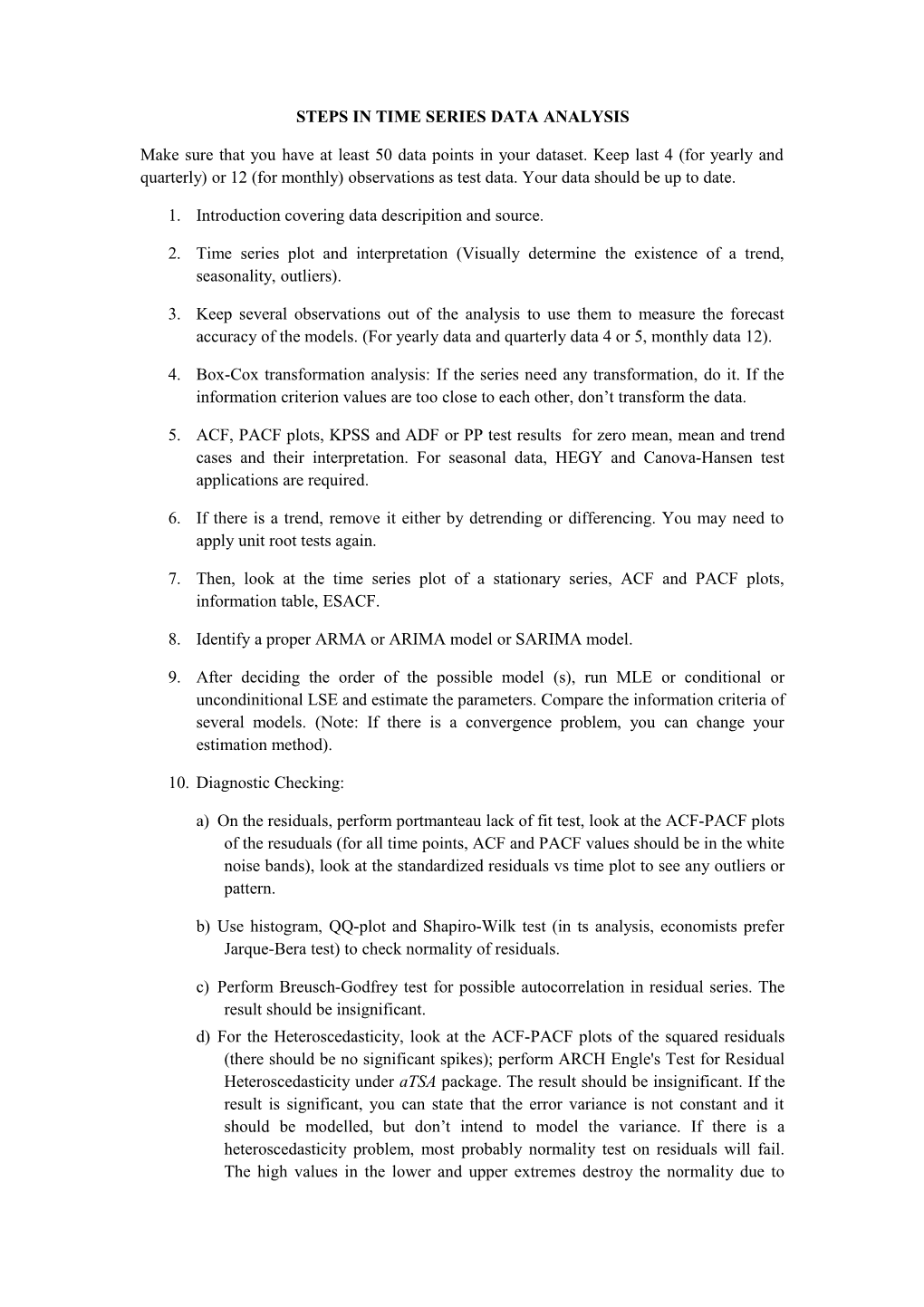 Steps in Time Series Data Analysis
