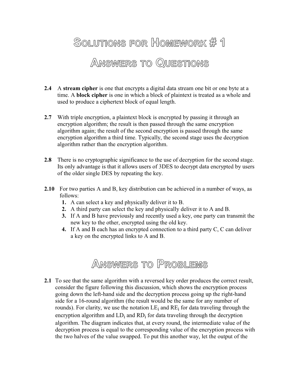 Solutions for Homework # 1