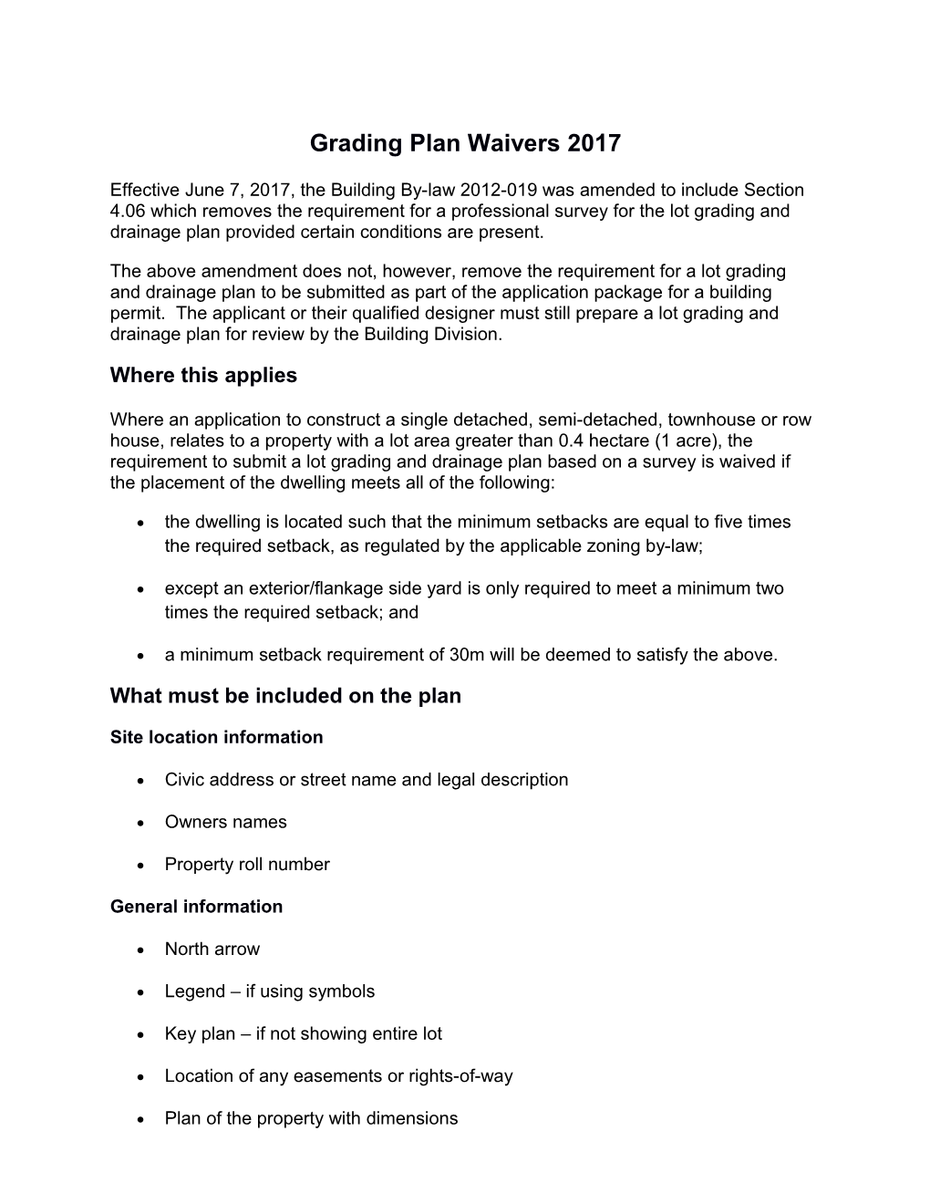 Grading Plan Waivers 2017