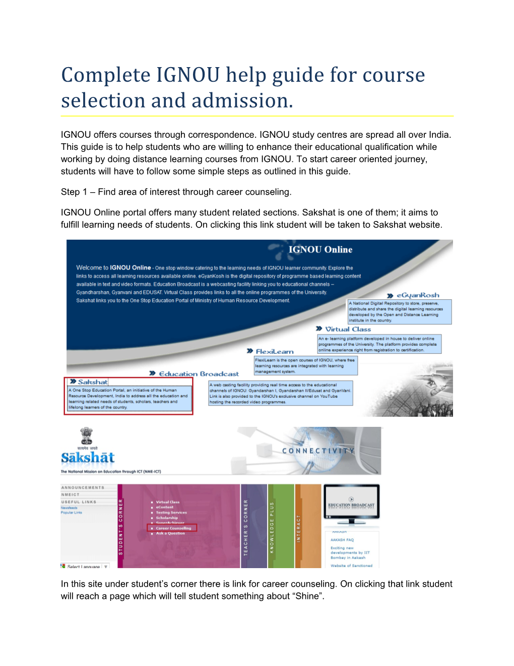 Complete IGNOU Help Guide for Course Selection and Admission