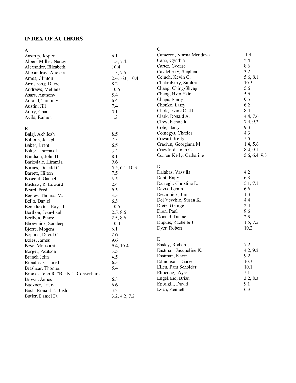 Index of Authors