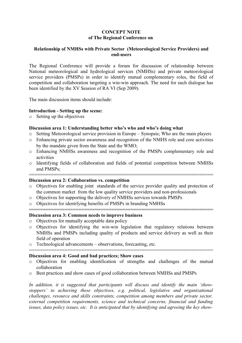 Relationshipofnmhss with Private Sector (Meteorological Service Providers) and End-Users