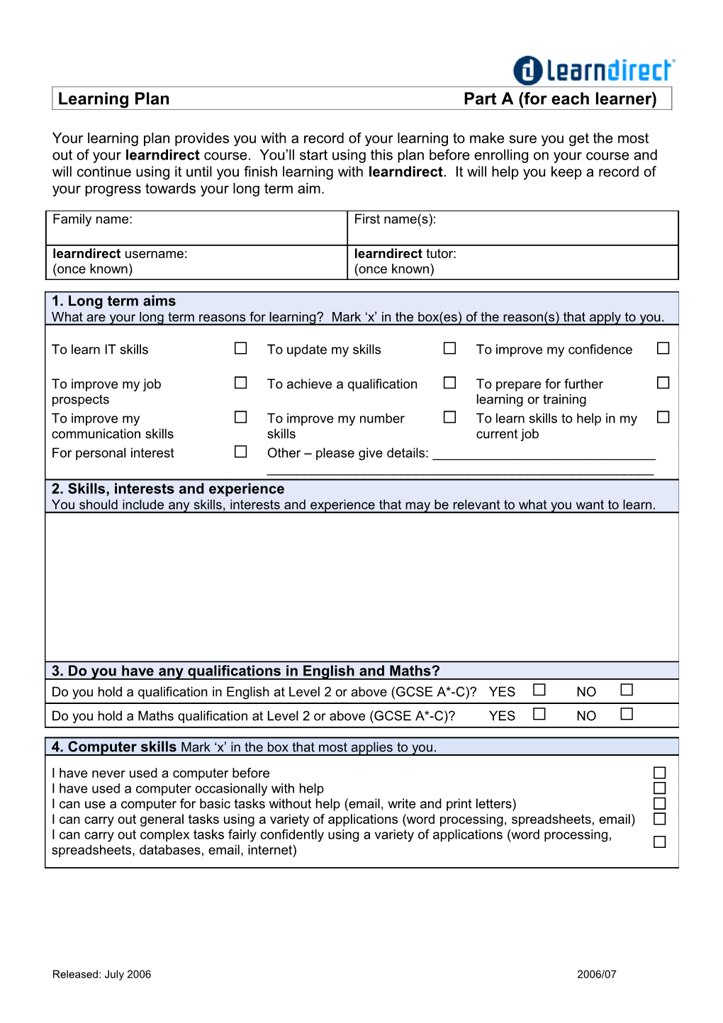 Learning Plan Short Course