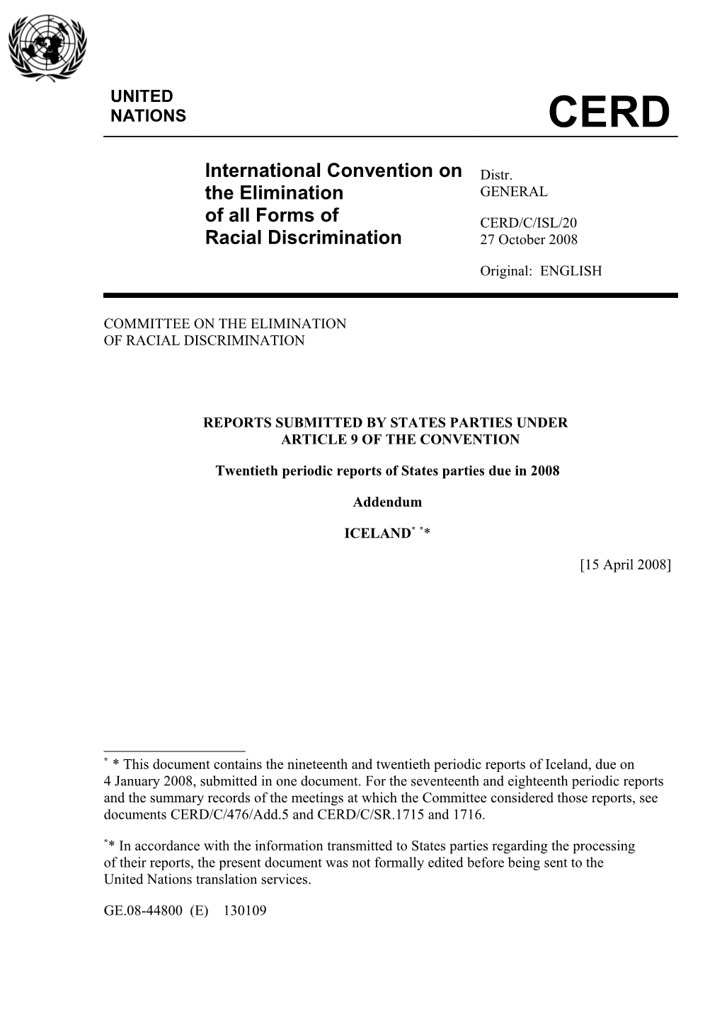 Reports Submitted by States Parties Under Article 9 of the Convention