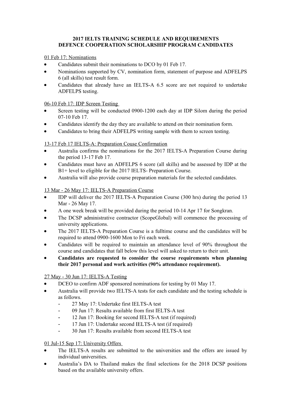 2017 Ielts Training Schedule and Requirements