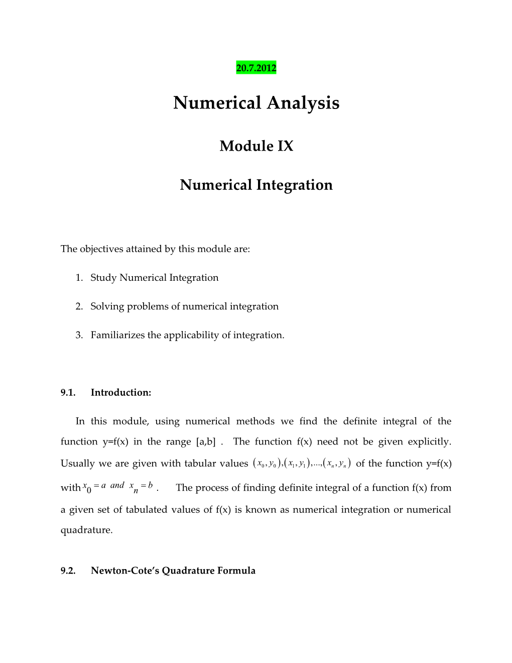 Numerical Analysis