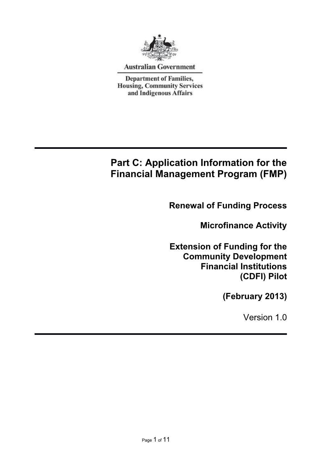 Commonwealth Financial Counselling - Program Guidelines Suite - Part C - Version 1.1 (August