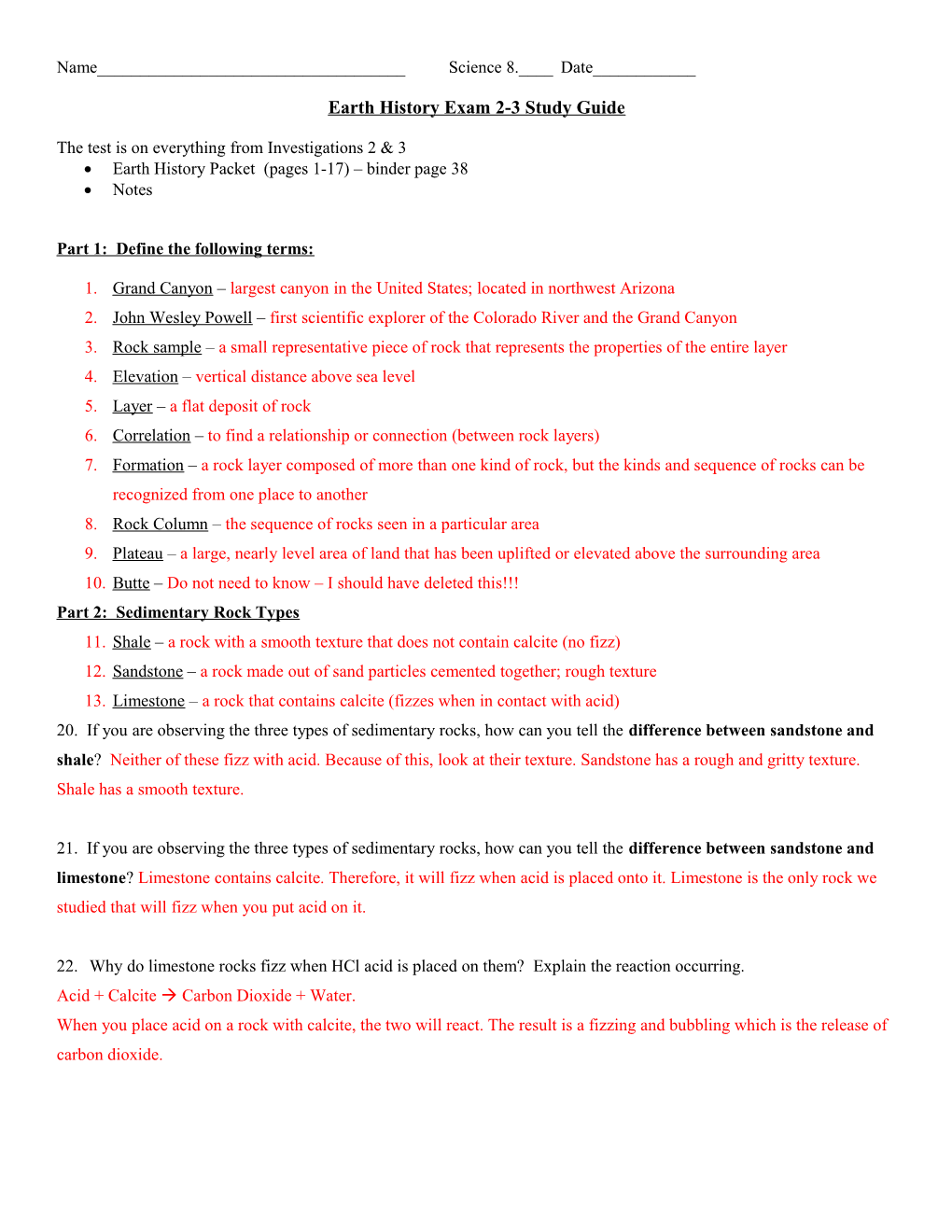 Earth History Exam 2-3 Study Guide