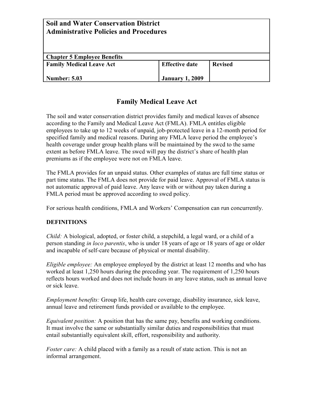 Family Medical Leave Act