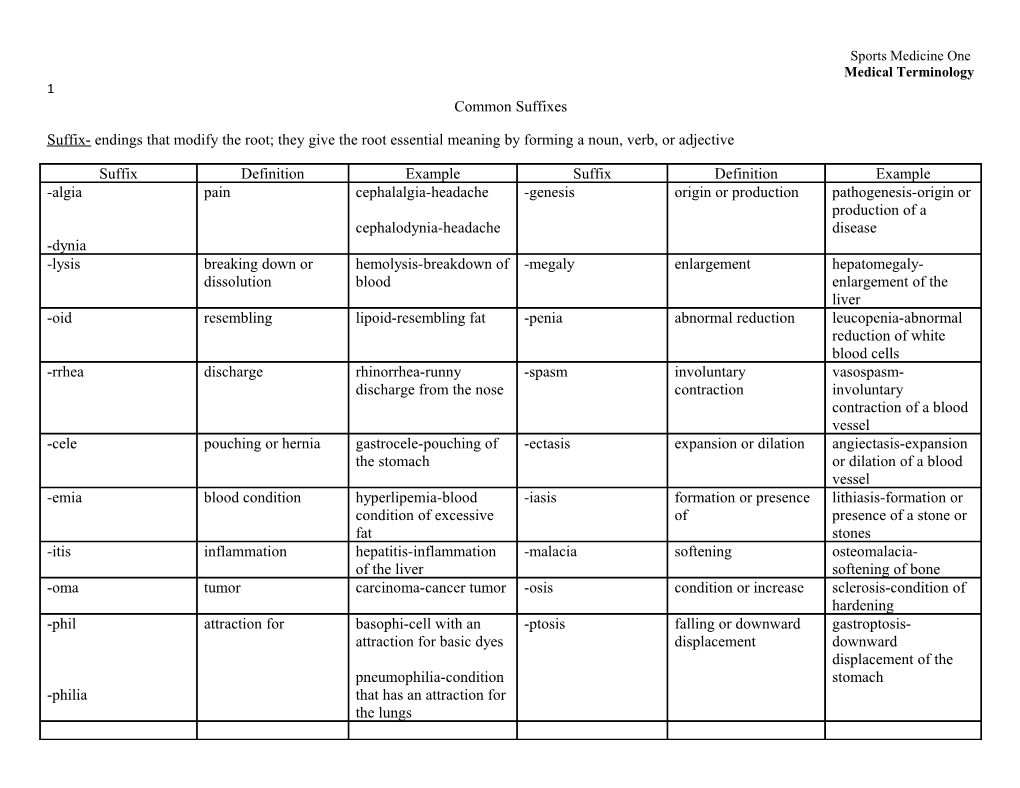 Common Suffixes