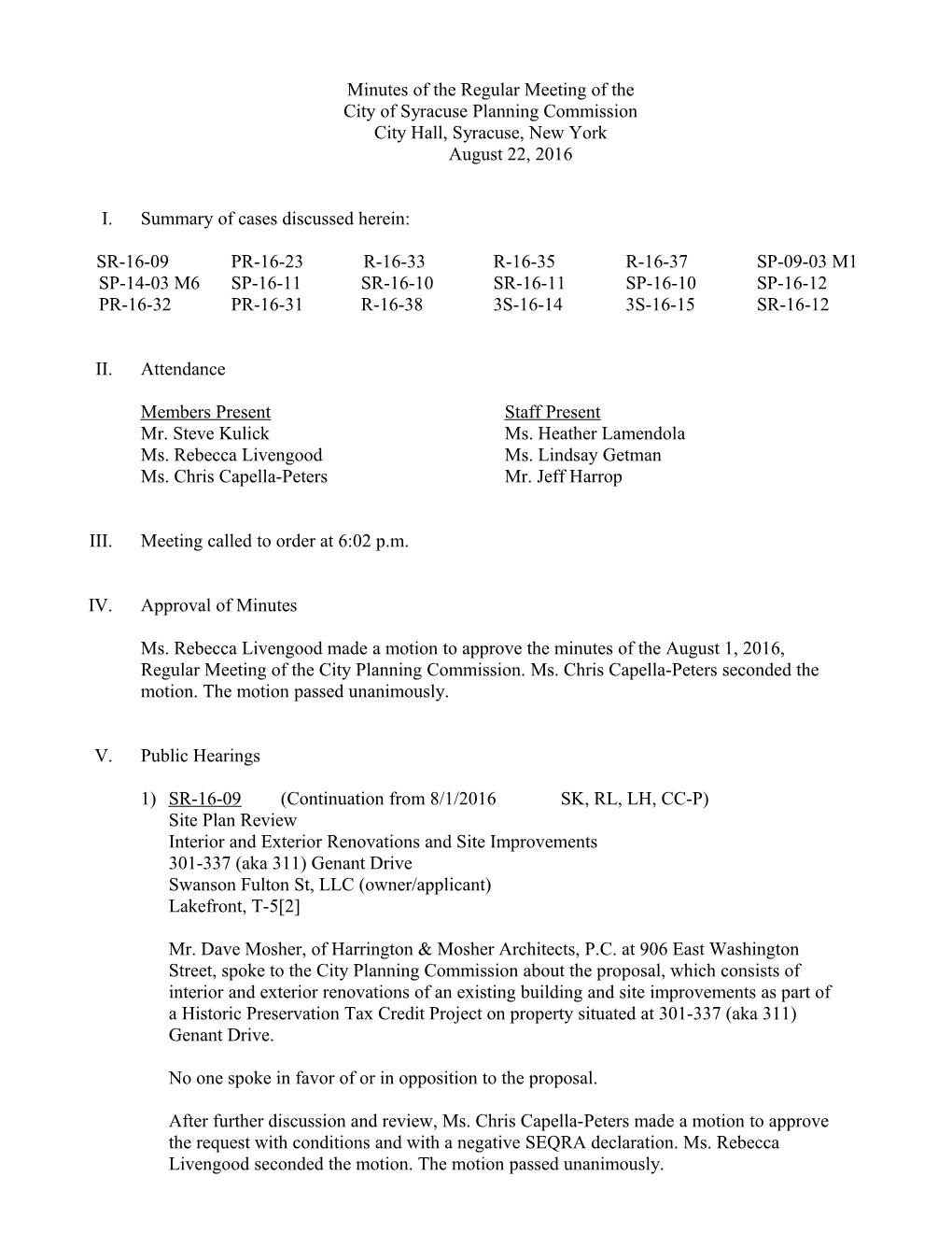 Minutes for the Meeting of Thepage 1 of 8