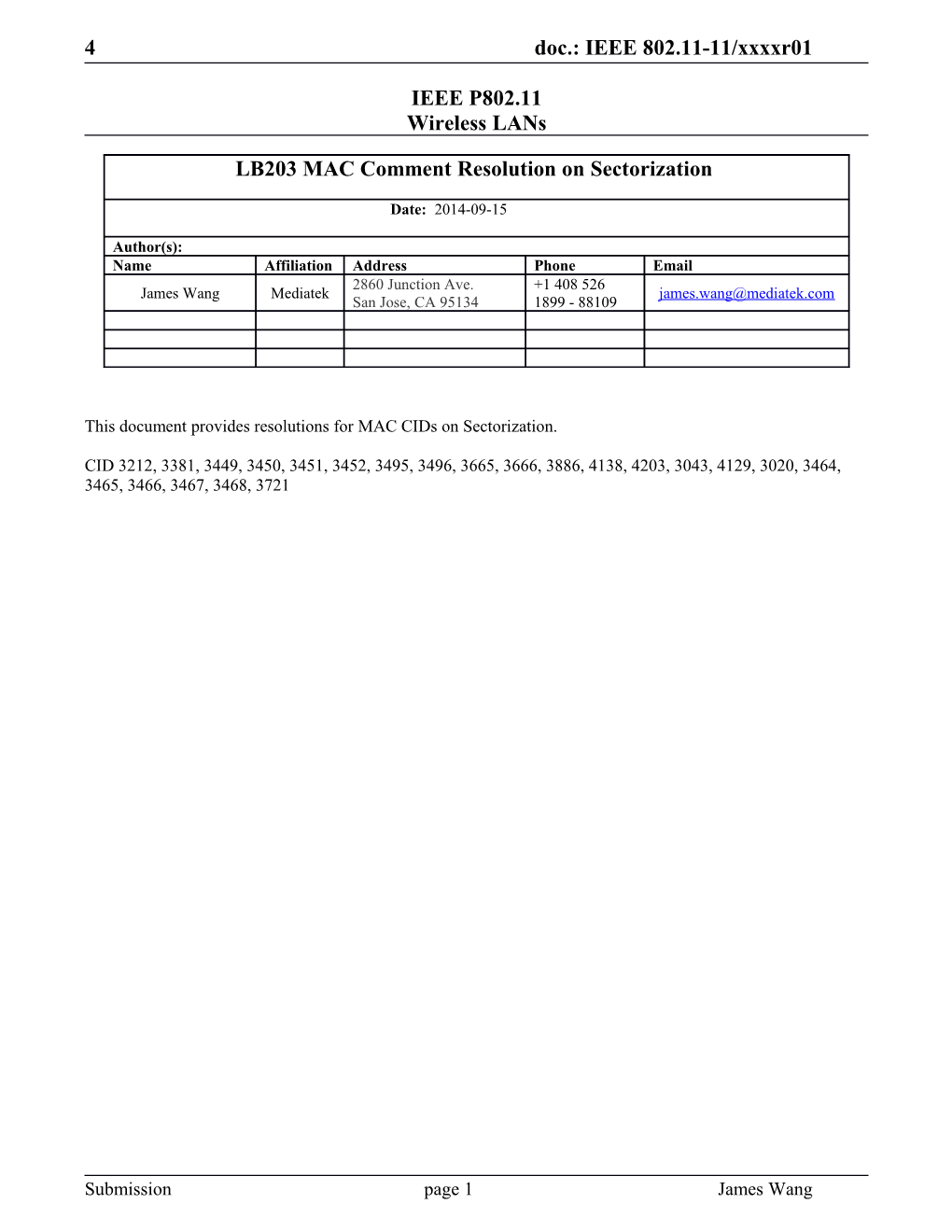 This Document Provides Resolutions for MAC Cids on Sectorization