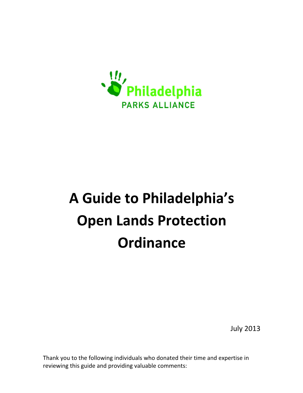 Open Lands Protection Ordinance