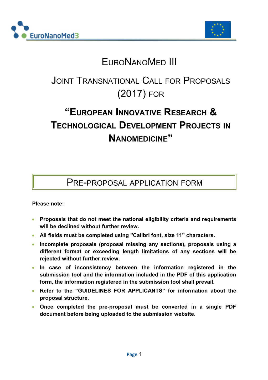 European Innovative Research & Technological Development Projects in Nanomedicine