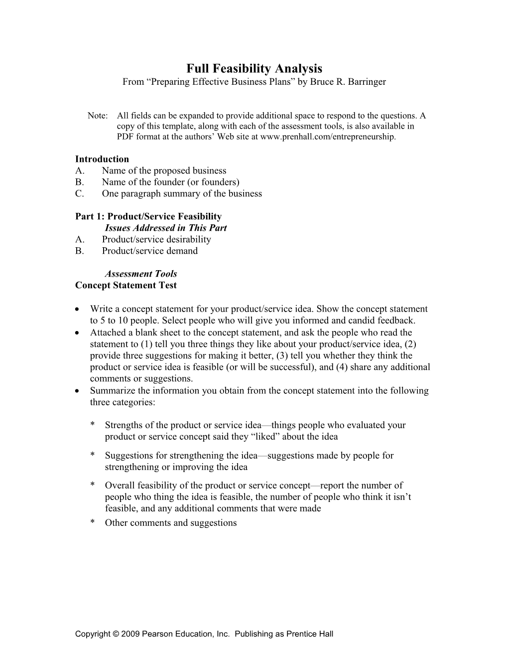 Full Feasibility Analysis