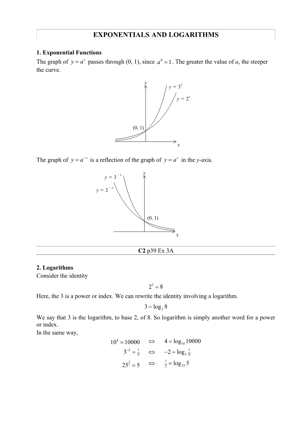 Exponentials and Logarithms