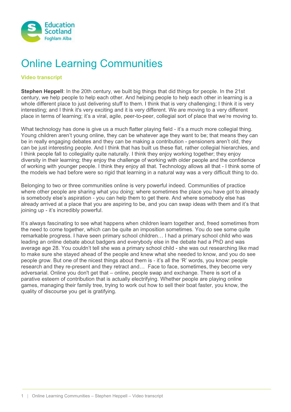 Online Learning Communities