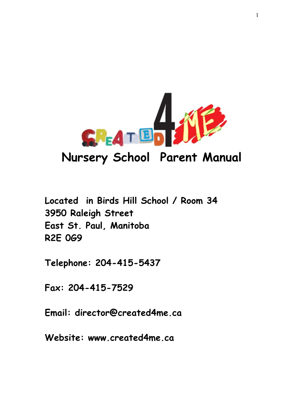 Nursery School Parent Manual