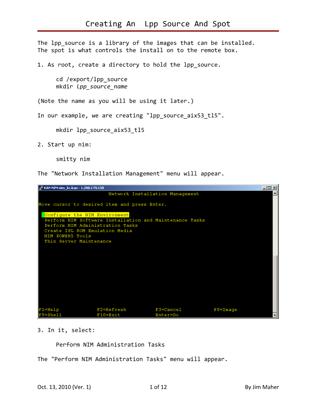 Creating an Lpp Source and Spot