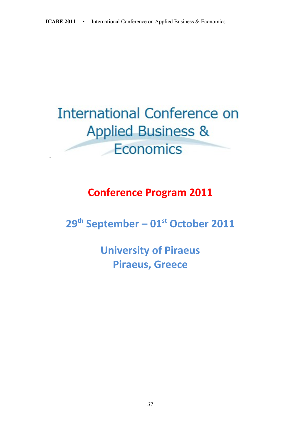 ICABE 2011 International Conference on Applied Business & Economics