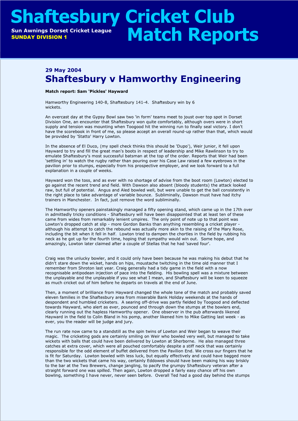 Shaftesbury V Hamworthy Engineering
