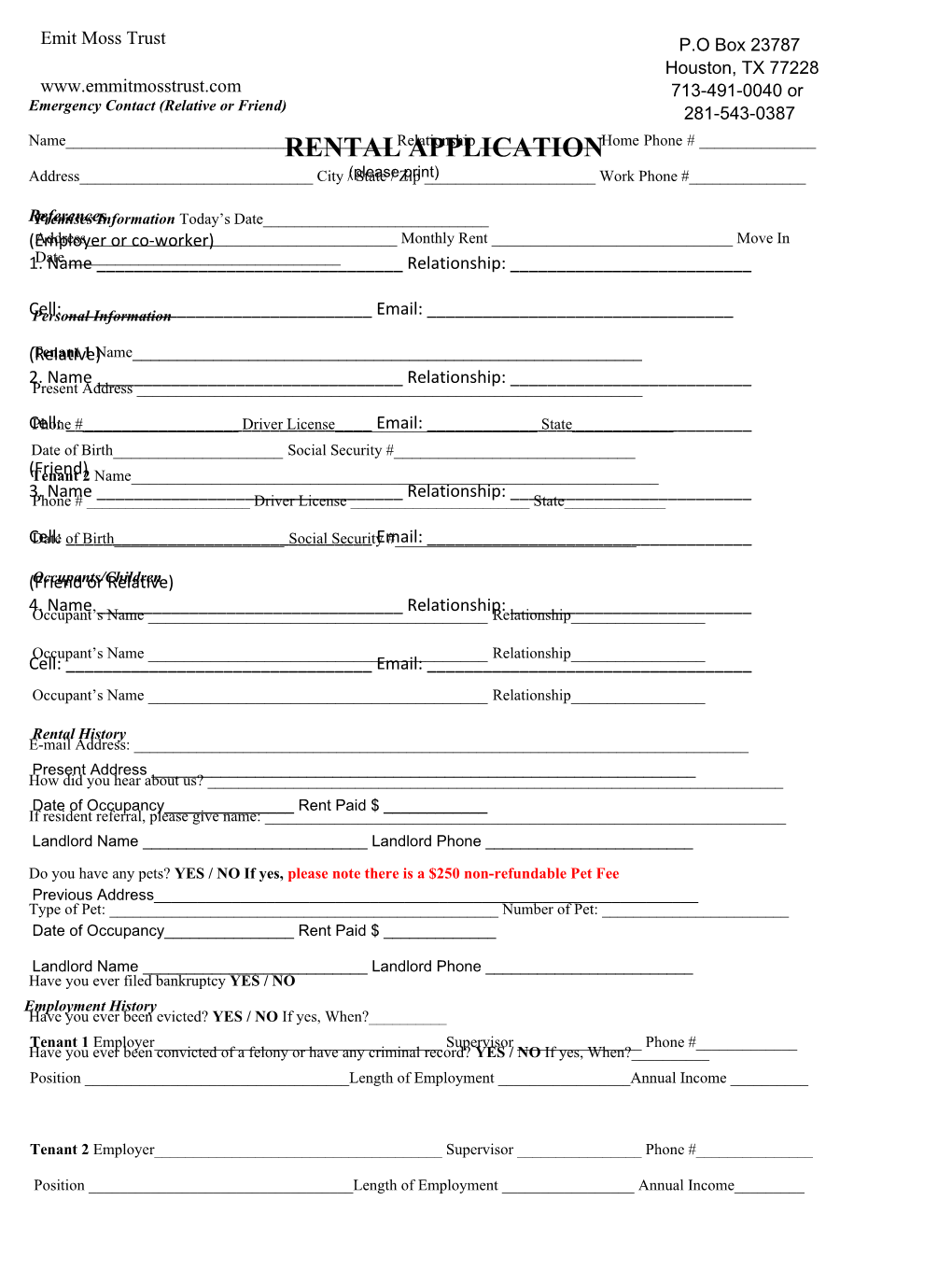 EMT-Rental Application