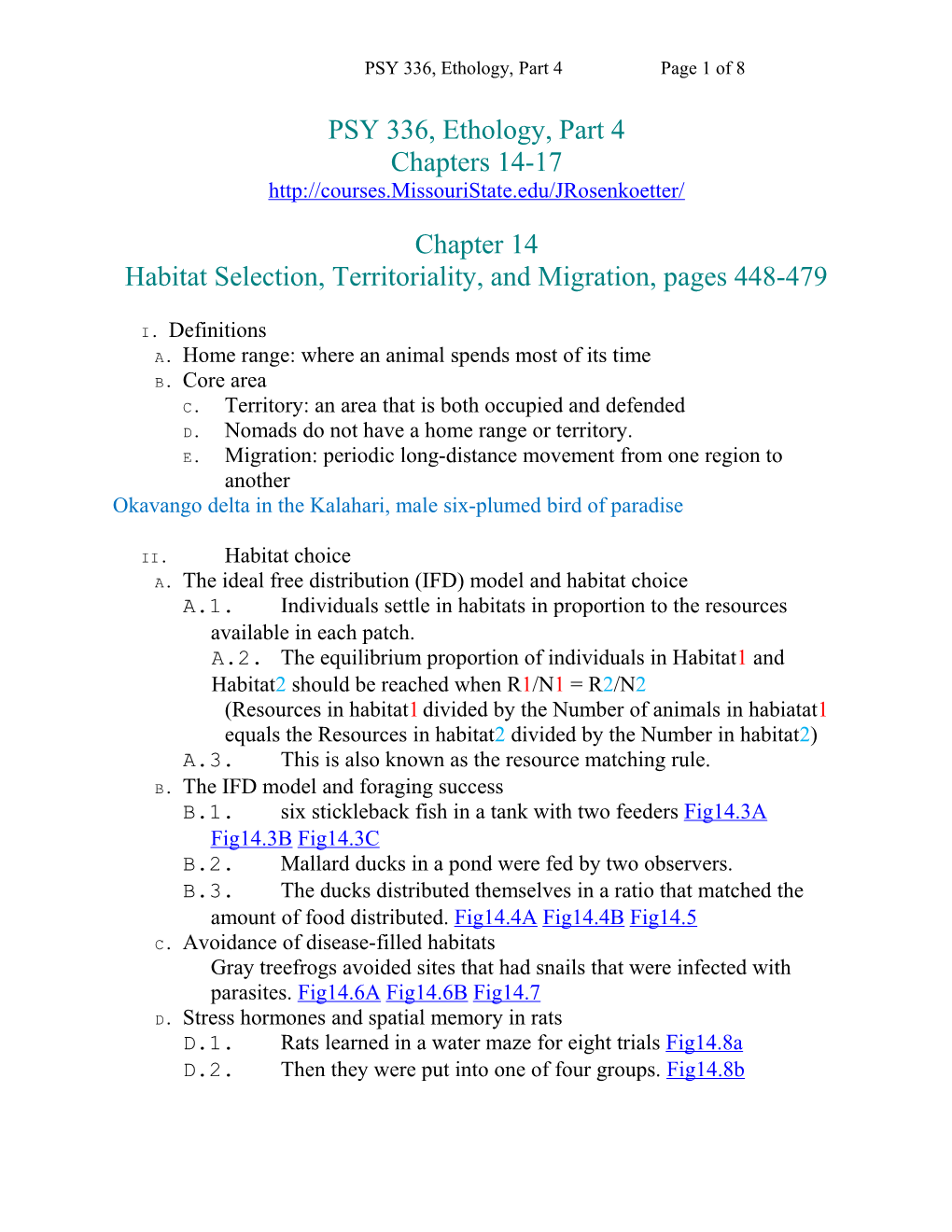 PSY 336, Ethology, Part 4 Page 1 of 10
