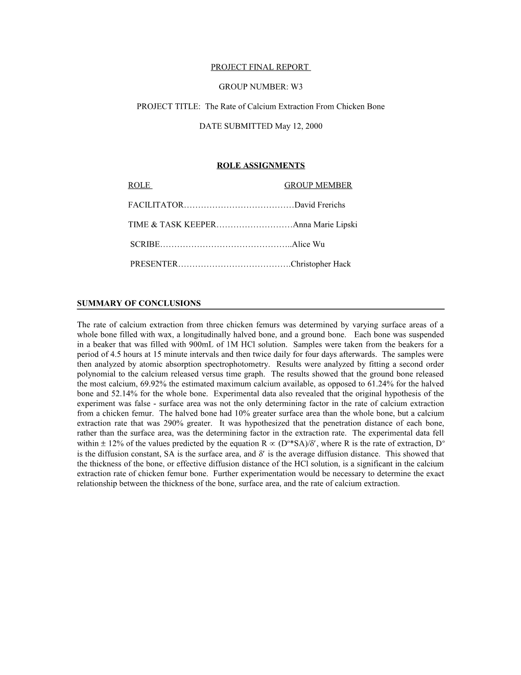 Laboratory Report Cover Page