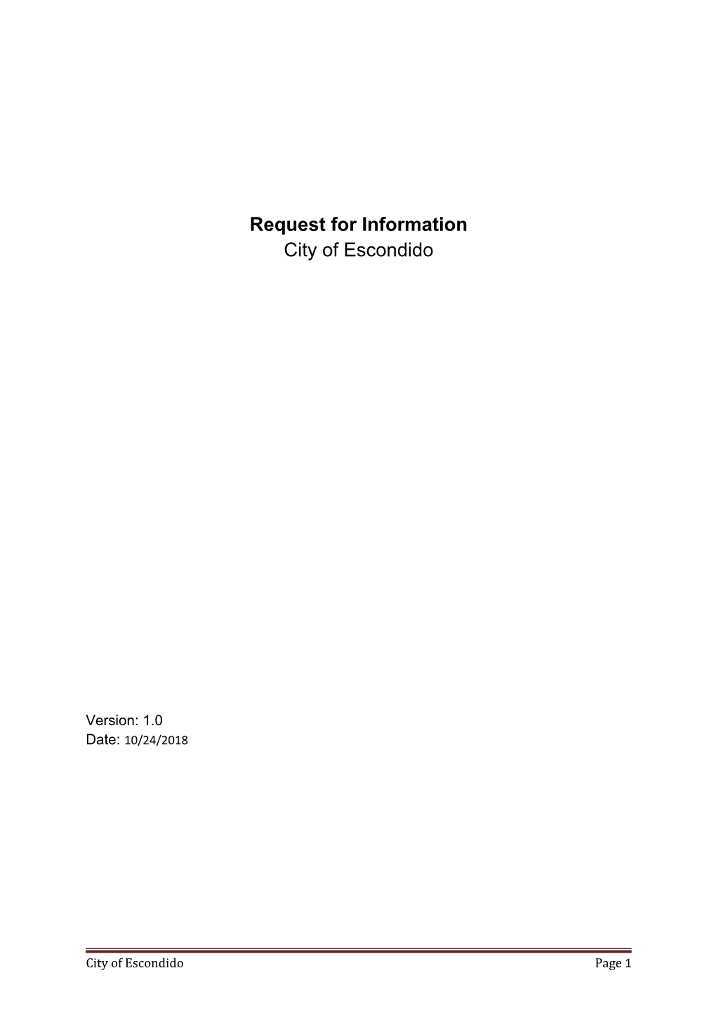 Request for Information City of Escondido